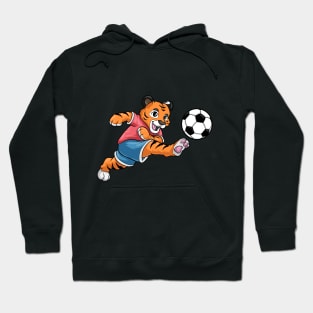 Funny tiger is playing soccer Hoodie